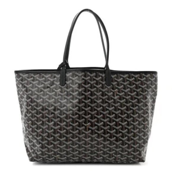 Authentic Goyard Goyardine Saint Louis PM Black Shoulder Tote Bag & Pouch Wallet - Picture 4 of 16
